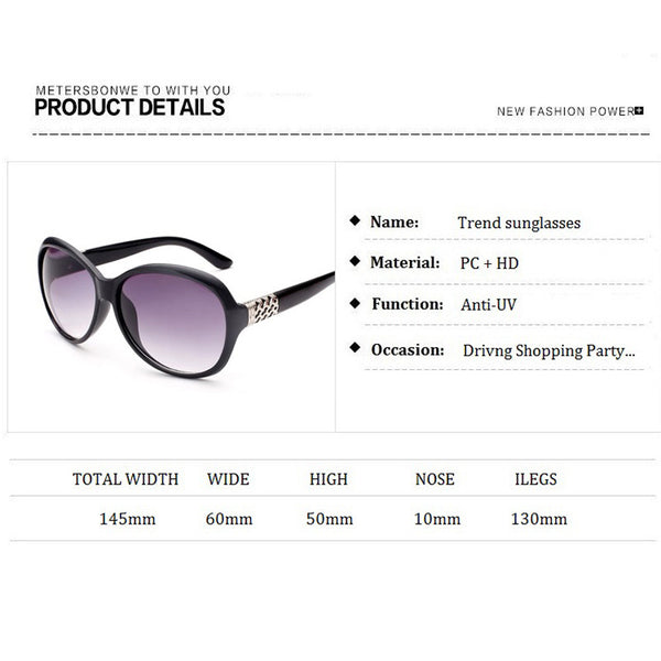 Elegant Women's Oval Sunglasses